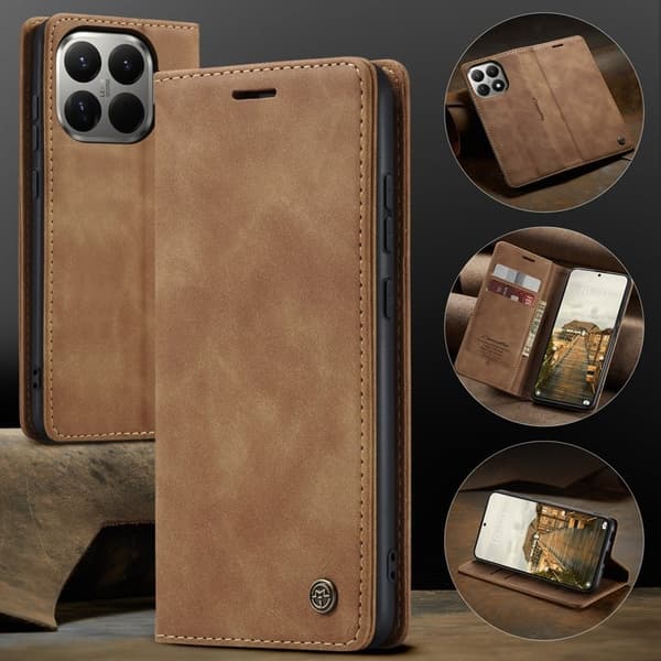 CASEME 013 Plånboksfodral för Xiaomi 15T Pro KonstLäder - Brun