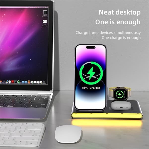 Trådlös Laddare iPhone Airpods Apple/Galaxy Watch C27 - Vit Vit