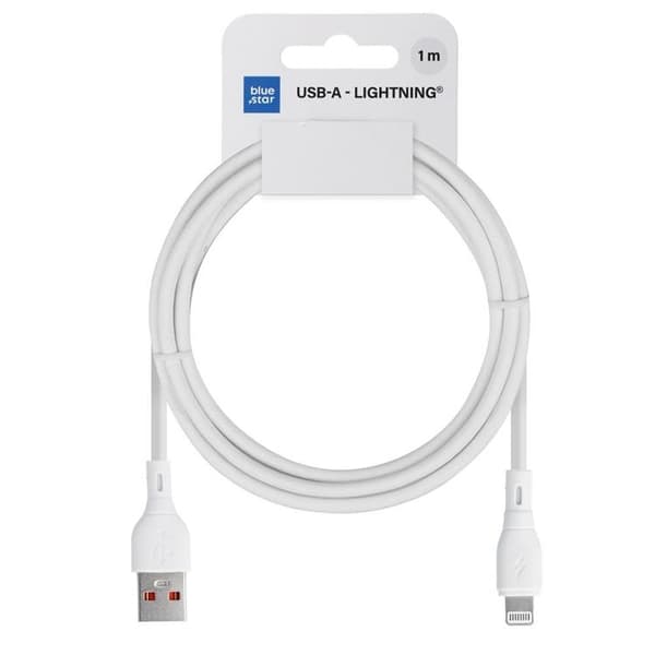 Blue Star ECO USB-A till Lightning Kabel 2.4A PJ68-24 1m Vit Vit