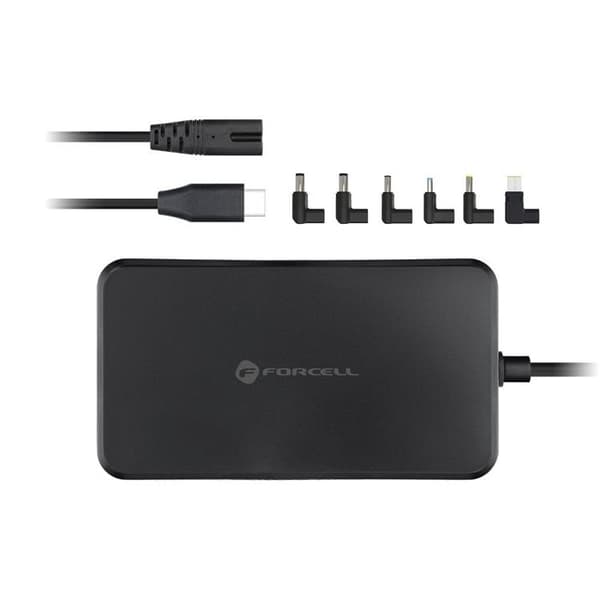 Forcell Universal Laptopladdare 90W (6 Adaptrar) E856 - Svart Svart