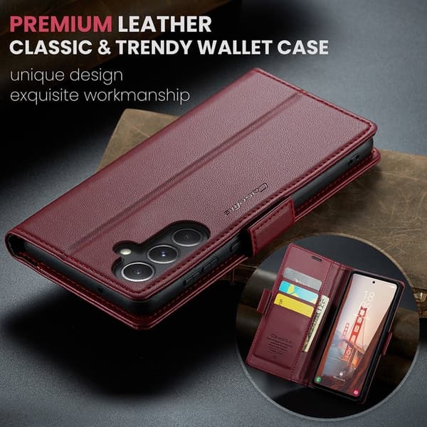 CASEME Plånboksfodral Konstläder för Samsung Galaxy S23 FE - Röd