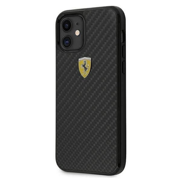 Ferrari Case skal iPhone 12 mini 5,4" OnTrack Real Carbon Musta Black