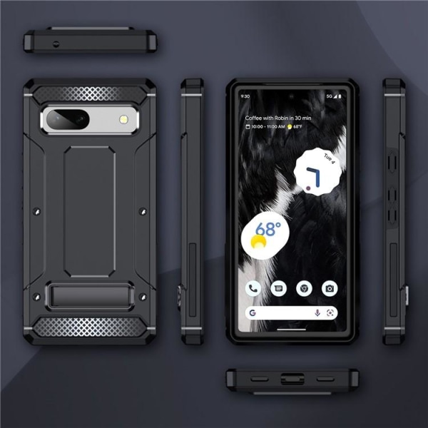 Google Pixel 7a mobilcover Kickstand stødsikker - sort