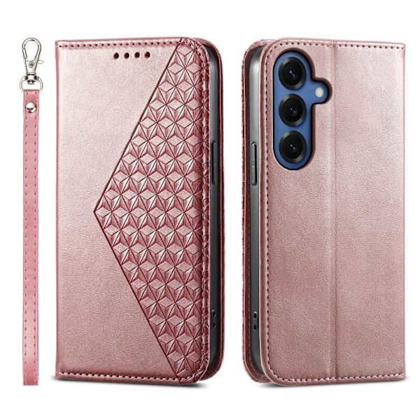 Plånboksfodral för Samsung Galaxy S26 Plus Konstläder med handledsrem - Roséguld