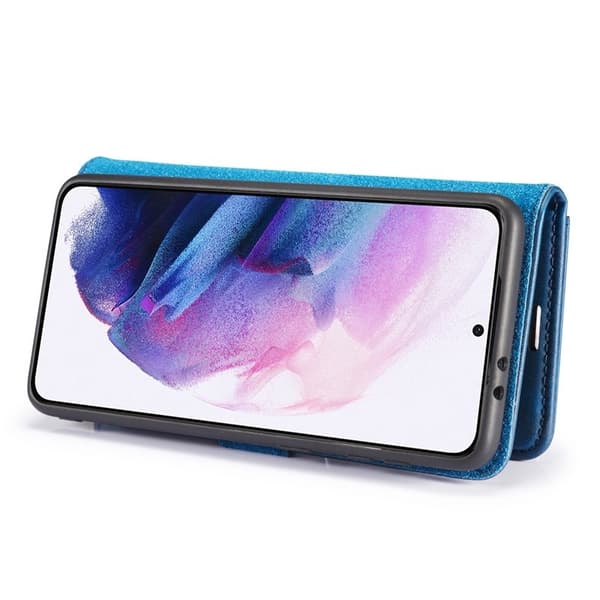 DG.MING Galaxy S21+ 5G Plånboksfodral Äkta Läder 2-i-1 Blå