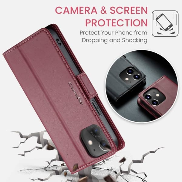 CASEME 023 Stand Plånboksfodral iPhone 12 mini Konstläder Röd