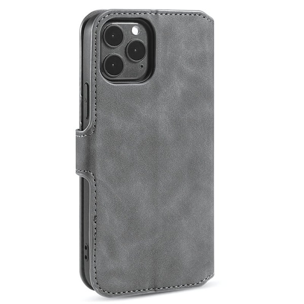 DG.MING Stand Plånboksfodral Retro i Konstläder för iPhone 13 Pro - Grå