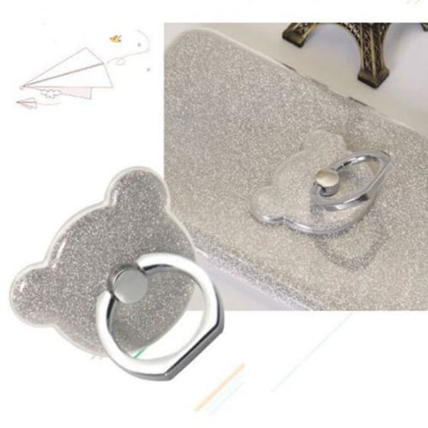 NalleBjörn Glitter Ringhållare till Mobiltelefon - Silver Silver