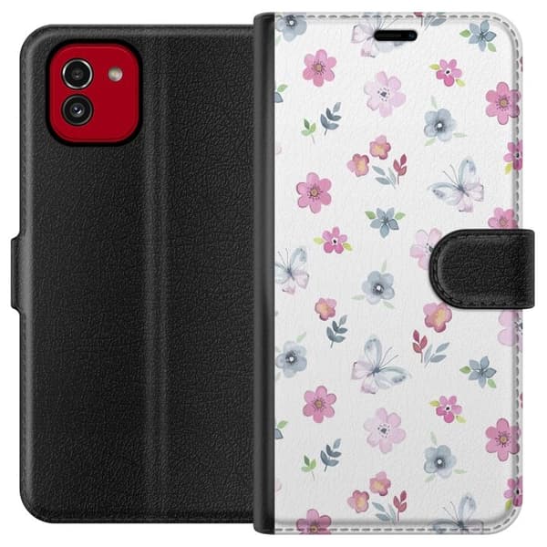 Pungcover til Samsung Galaxy A03 med Blomster og sommerfugle