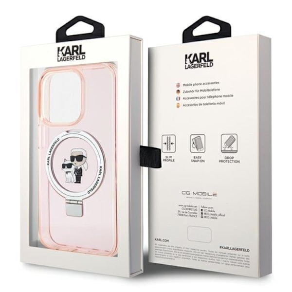 KARL LAGERFELD iPhone 15 Pro Mobilskal MagSafe Ringställ - Rosa