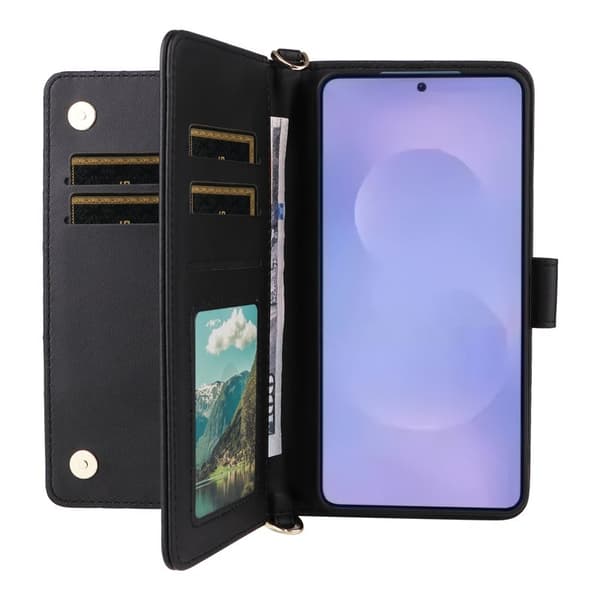 Samsung Galaxy S26 / S26 Pro Plånboksfodral Konstläder Ställ - Svart