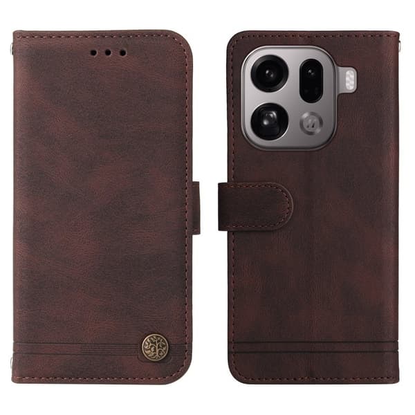 Oppo Find X9 Pro 5G Ställ Plånboksfodral Konstläder - Brun
