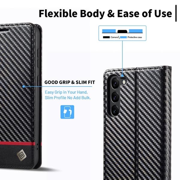 LC.IMEEKE Samsung Galaxy S24+ Plånboksfodral Konstläder - Vit