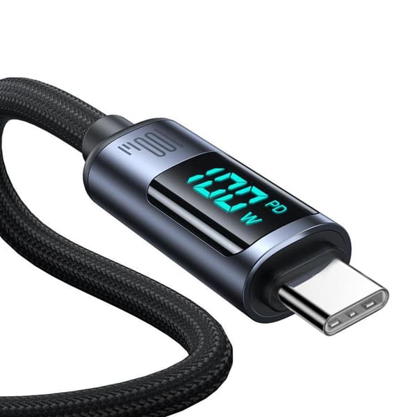 Joyroom USB-C till USB-C kabel 100W med LED display 1.2m Black