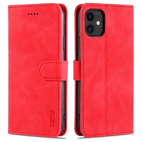 AZNS Mobilskal till iPhone 12/12 Pro KonstLäder - Röd