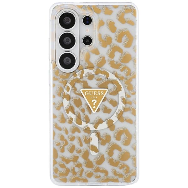 Guess Mobilskal För Galaxy S26 Ultra MagSafe IML Leopard Print Triangle Brun