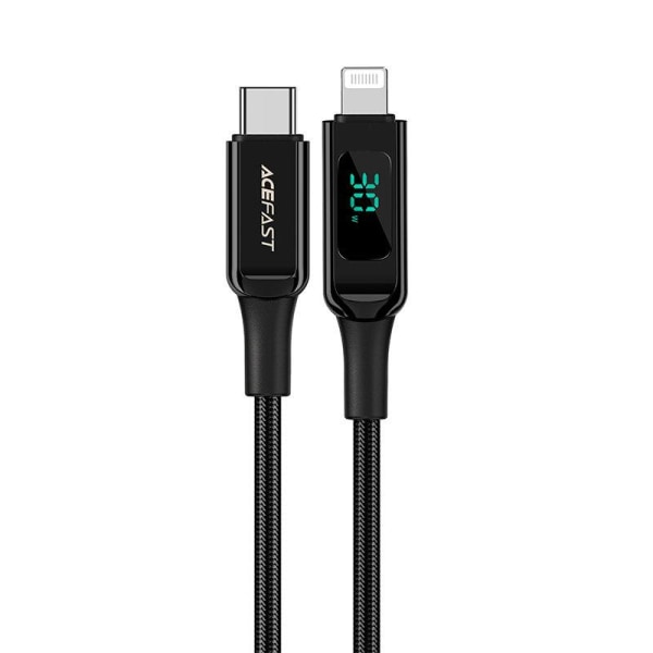 Acefast MFI USB Type-C til Lightning-kabel 30W 1,2m - Sort