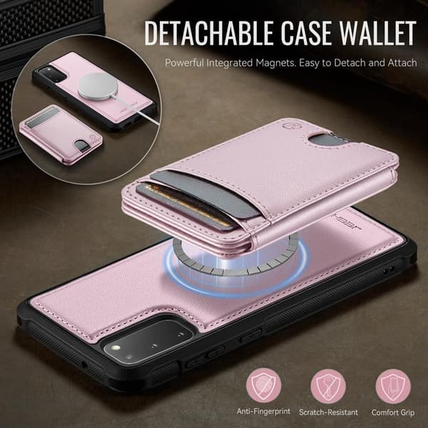 JEEHOOD Mobilskal till Samsung Galaxy S20 5G Konstläder - Rosa Rosa