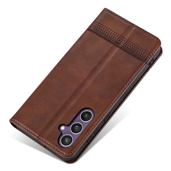 AZNS Samsung Galaxy S24 FE Plånboksfodral Konstläder - Brun