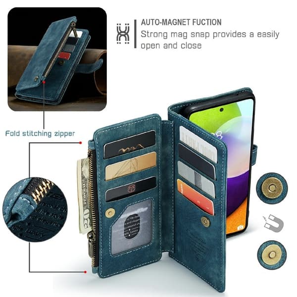 CASEME Konstläder Plånboksfodral för Samsung Galaxy A52s 5G - Grön