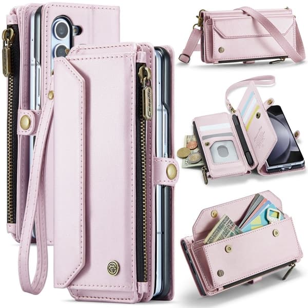CASEME Plånboksfodral Konstläder för Samsung Galaxy Z Fold5 - Rosa