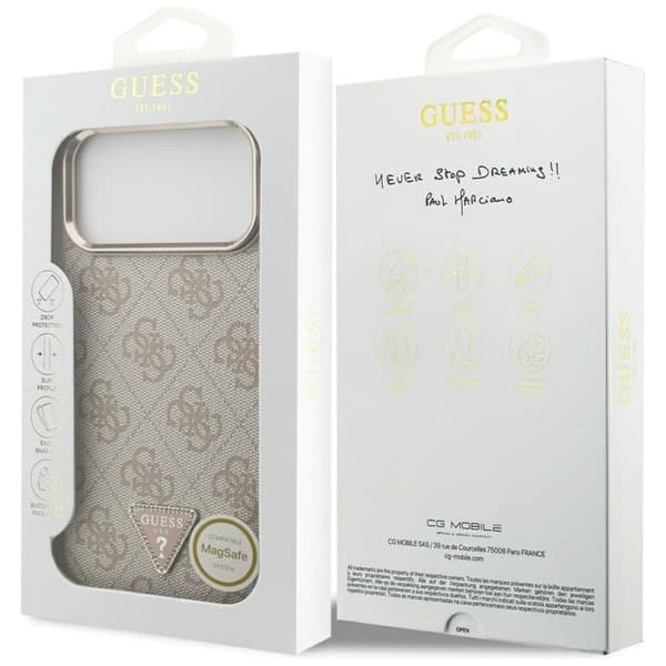 Guess Mobilskal till iPhone 17 Pro Max MagSafe 4G Triangle Logo - Rosa Guld Rosa