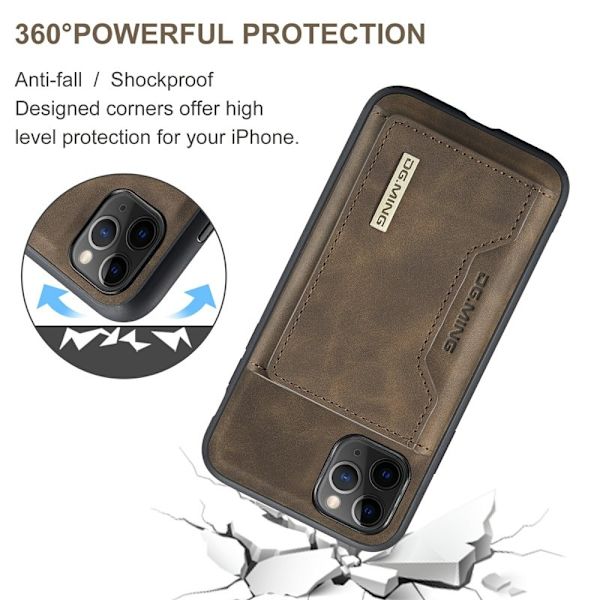DG.MING M2 Series Anti-Fall Wallet Mobilskal för iPhone 11 Pro - Brun