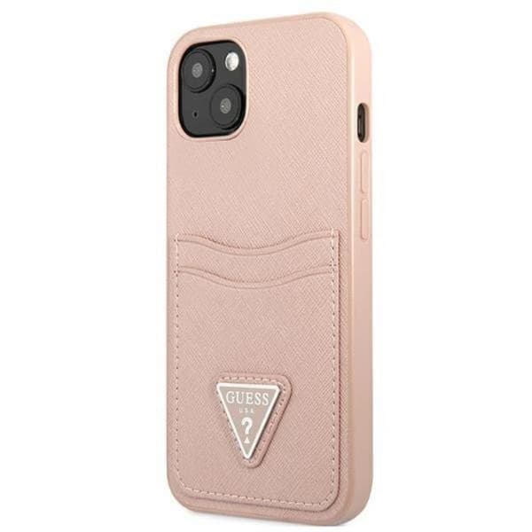 Guess iPhone Mini Kuori Korttikotelo Saffiano Triangle Logo - Pinkki Rosa