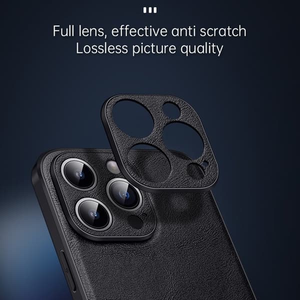 SULADA Mobilskal till iPhone 15 Pro PU Läder TPU PC Blå Cowhide Textur