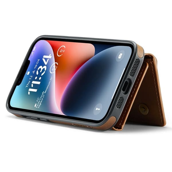 DG.MING M6 Series Mobilskal till iPhone 14 Plus Magnetiskt Plånboksfodral Brun