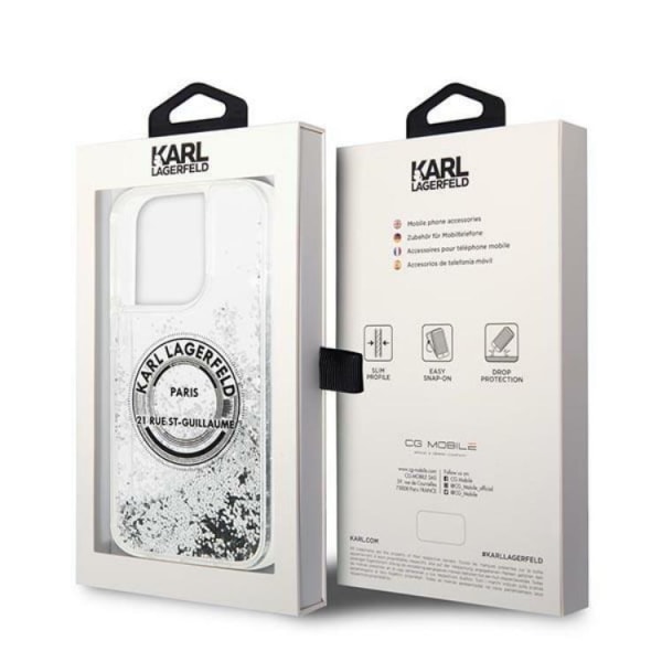 Karl Lagerfeld iPhone 14 Pro Skal Liquid Glitter RSG - Silver