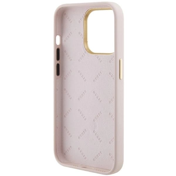 Guess Mobilskal till iPhone 15 Pro Silikon Logo Strass 4G - Rosa