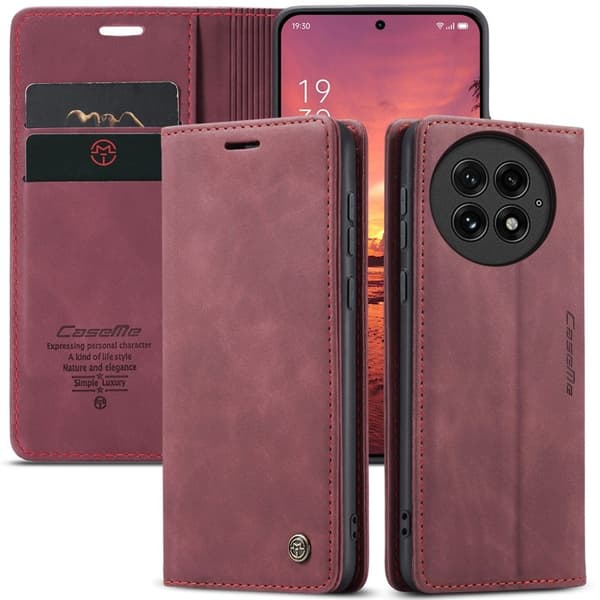 CASEME 013 Case OnePlus 13 Plånboksfodral Konstläder - Röd