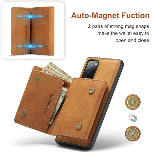 DG.MING M1 Series Magnetisk Tri-Fold Plånboksfodral - Brun