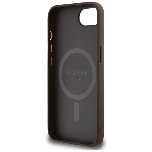 Guess Mobilskal till iPhone 16e MagSafe 4G Ring Classic Logo Brun