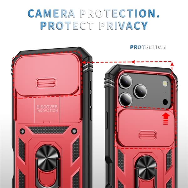 Mobilskal till iPhone 17 Pro Max Slide Camshield Kickstand - Röd Röd