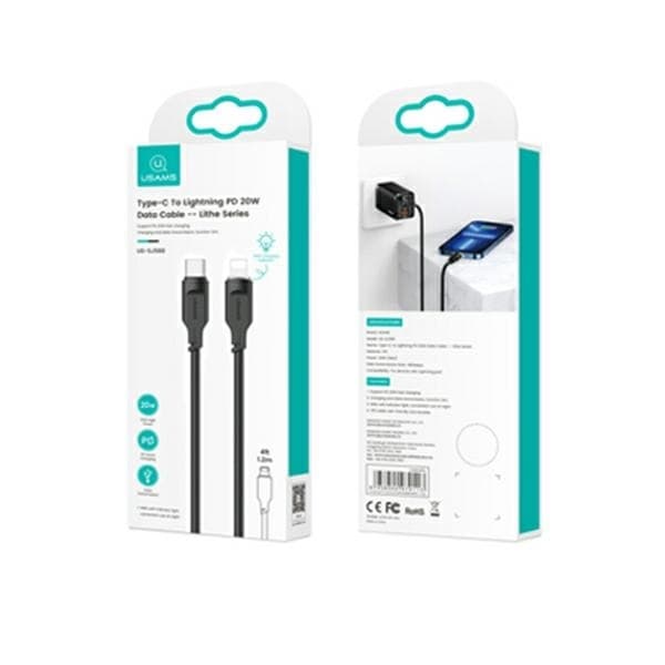 USAMS Kabel USB-C–Lightning 20W 1,2m Lithe (US-SJ566) - Svart
