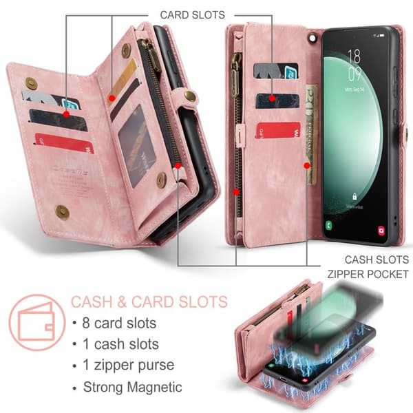 CASEME 008 Plånboksfodral för Samsung Galaxy S23 FE Konstläder - Rosa