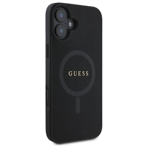 Guess Telefontaske til iPhone 16 6.1 MagSafe Saffiano Classic Logo - Sort