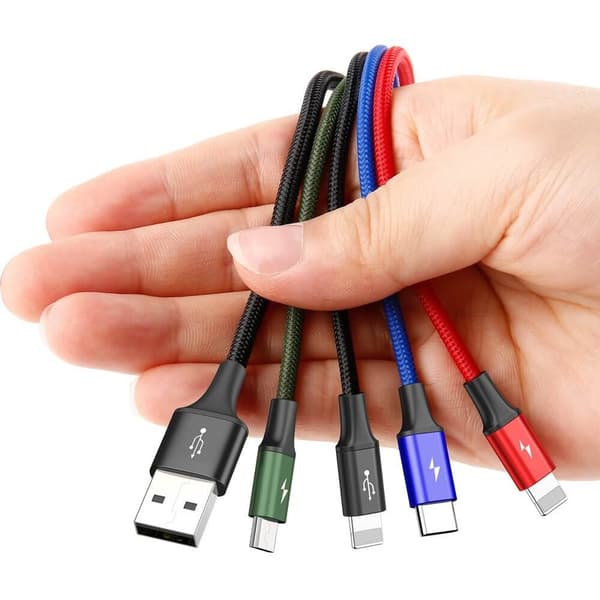Baseus 4in1 USB-A till USB-C Lightning microUSB kabel 3.5A 1.2m Black