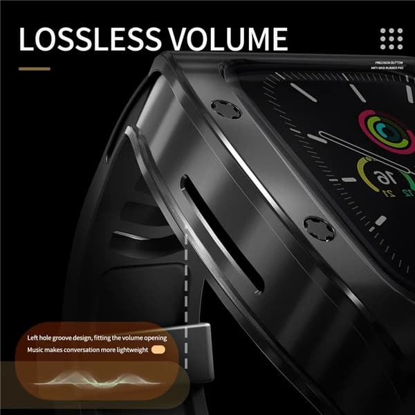 SHELLBOX Apple Watch 44mm Armband Silikon Metal - Svart