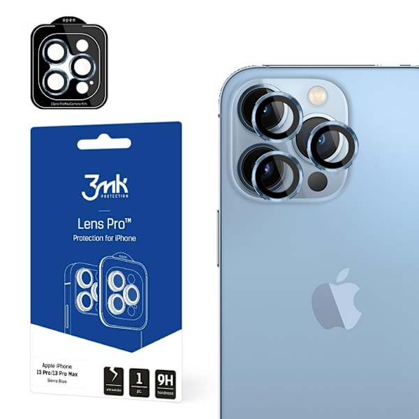 3MK iPhone 15 Pro Max härdat glas Kameraskydd - Blå