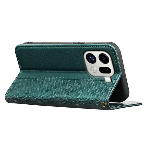 Oppo Find X9 Pro 5G Plånboksfodral Konstläder Mönstrad - Grön