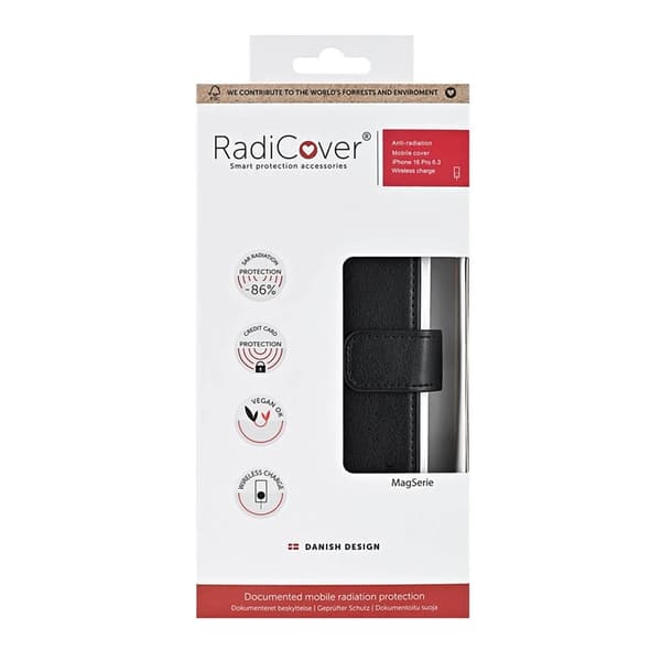 Radicover iPhone 16 Pro Max Pung Taske RFID Strålebeskyttelse - Sort Svart