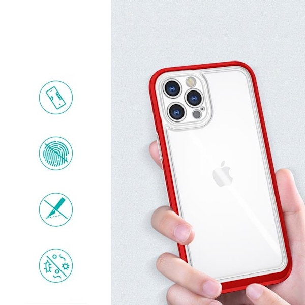 iPhone 12 Pro Skal Clear 3in1 - Röd