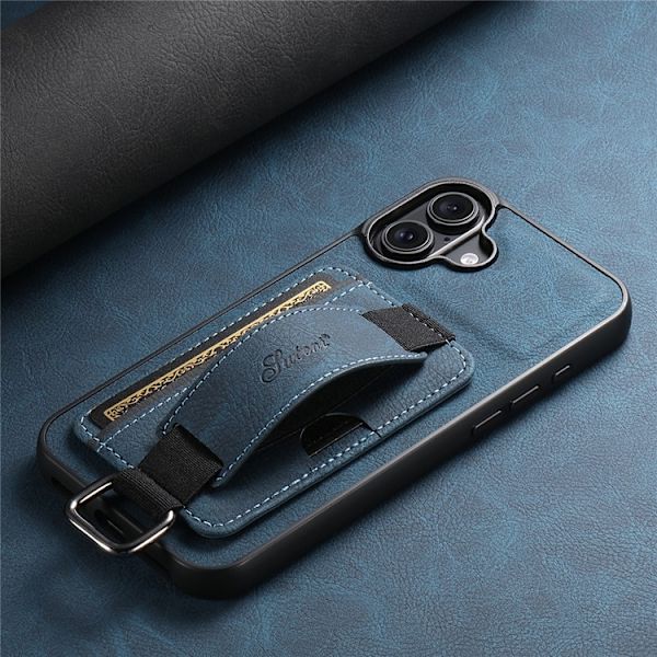 SUTENI Mobilskal till iPhone 16 Plus Litchi Texture - Blå Blå