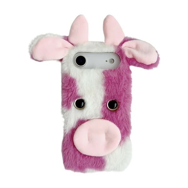 Mobilskal till iPhone Air Fluffy Cute Cow Plush TPU - Rosa Rosa