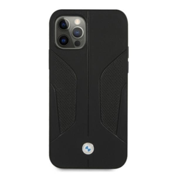 BMW Læder Perforate Sides Skal iPhone 12 / 12 Pro - Sort Black