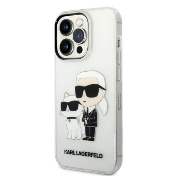 Karl Lagerfeld iPhone 14 Pro Skal IML GLIT NFT Karl & Choupette