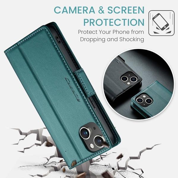 CASEME Plånboksfodral Konstläder för iPhone 14 Plus - Grön